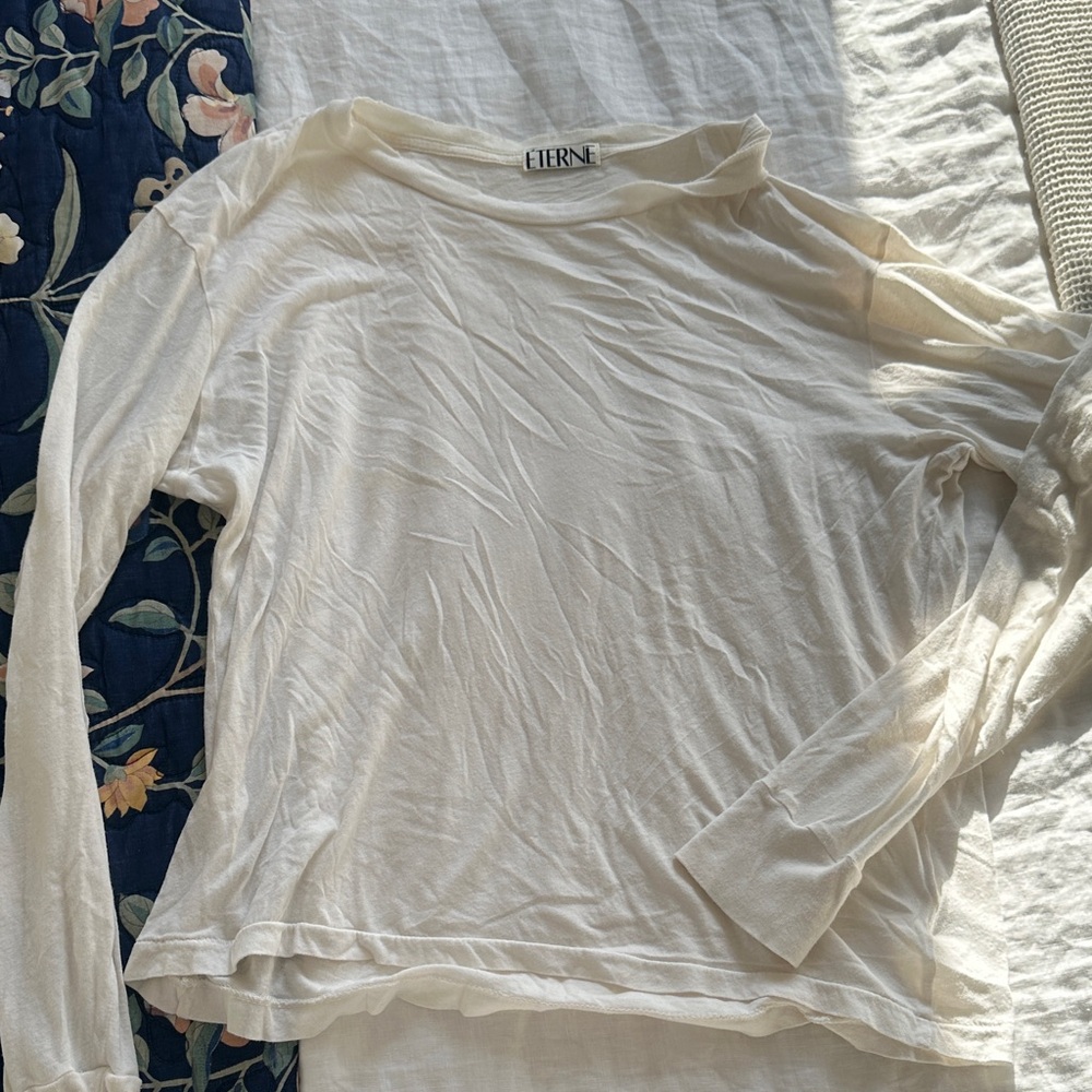 Eterne Long Sleeve Tee in Cream/White